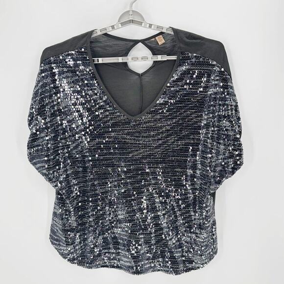 Gray sequins top dolman short sleeve loose fit special occasion date sz 3X - Picture 1 of 4